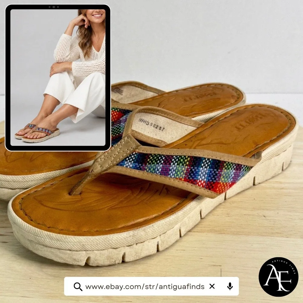 Born Women's Sandals Platform Thong Wedge Heels Slip-On Shoes Comfort Size 10